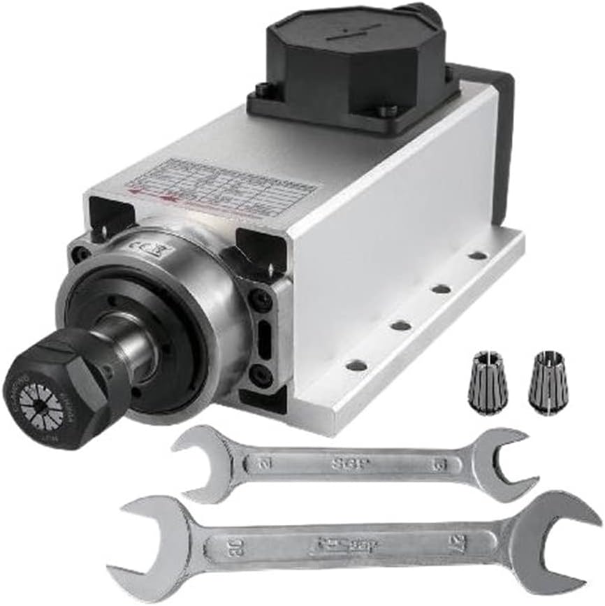 2.2KW CNC Square Air Cooled Spindle Motor ER20 Collet 4 Bearing Frequency Converter CNC Router Engraving Milling Machine