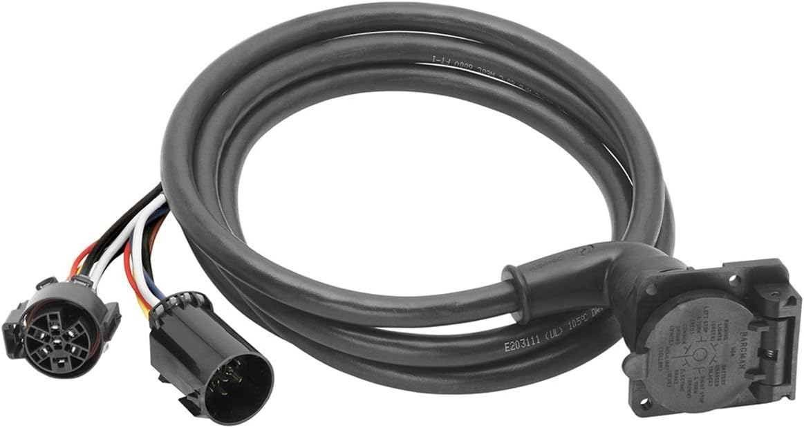 Bargman 54701-003 Adapter (90 Degree 7-Way Fifth Wheel Harness Assembly with 7' Cable)