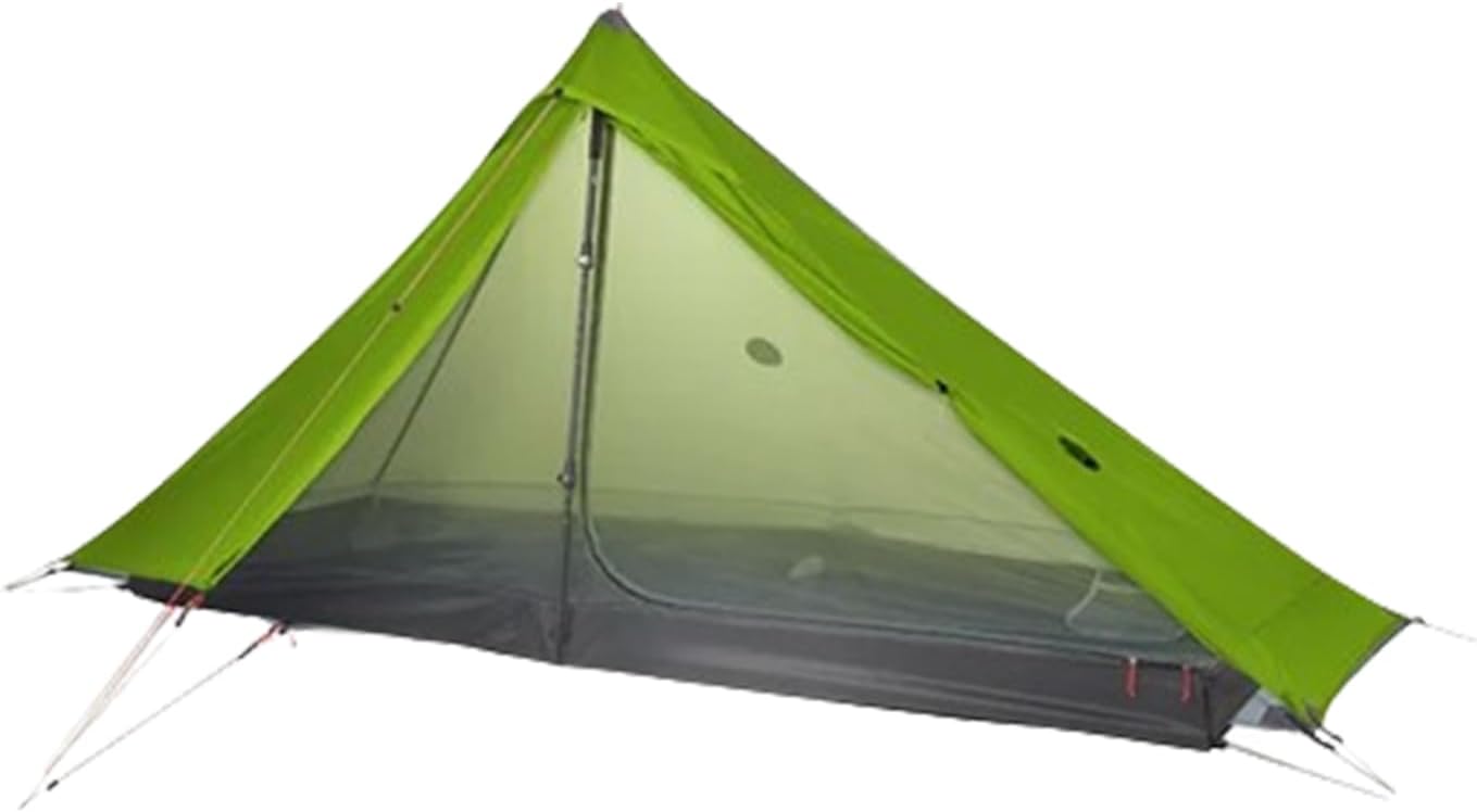 3F UL GEAR Lanshan 1 pro Tent Outdoor 1 Person Ultralight Camping Tent 3 Season Professional 20D Silnylon Rodless (Green)
