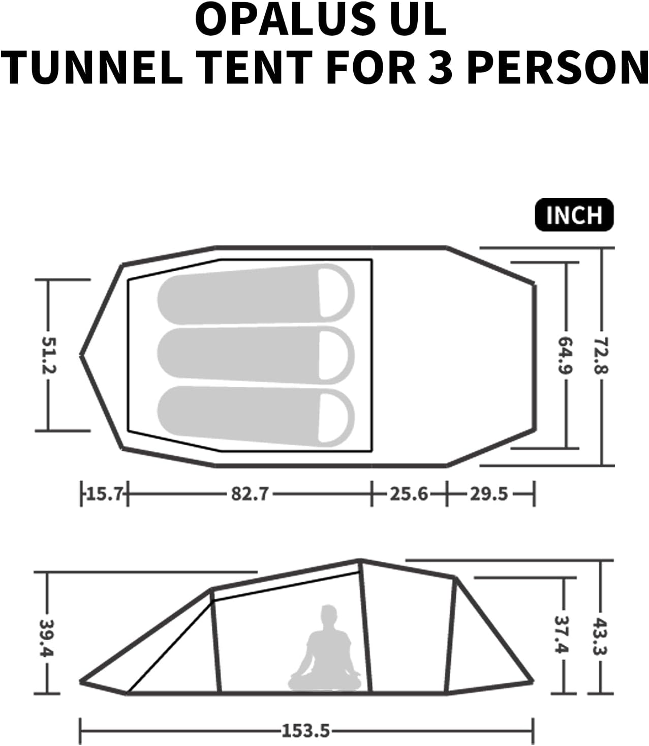 Naturehike Opalus Tunnel Tent with Vestibule, Waterproof 2-3 Person Backpacking Tent, Double Layer Tents for Camping