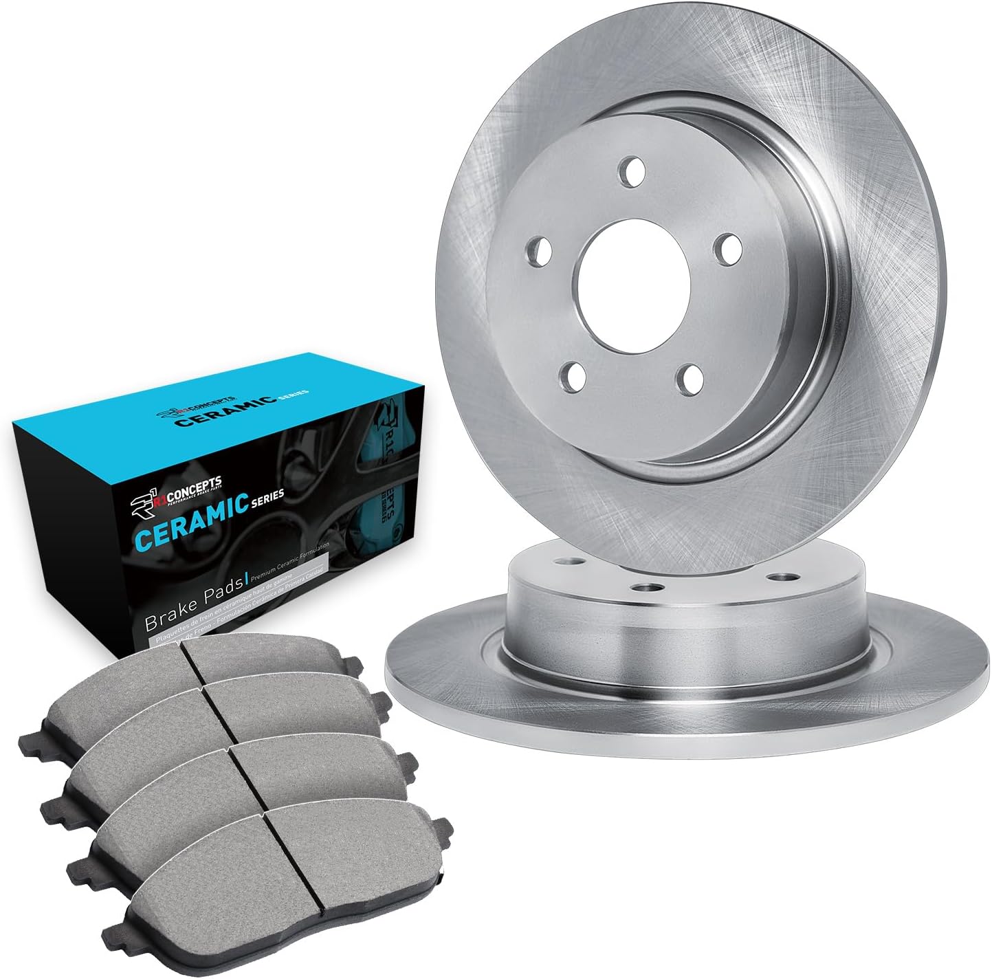 R1 Concepts Rear Brakes and Rotors| Blank Brake Rotors| Rear Ceramic Brake Pads and Rotors Kit| Brake Kit| Automotive Replacement Brake Kits