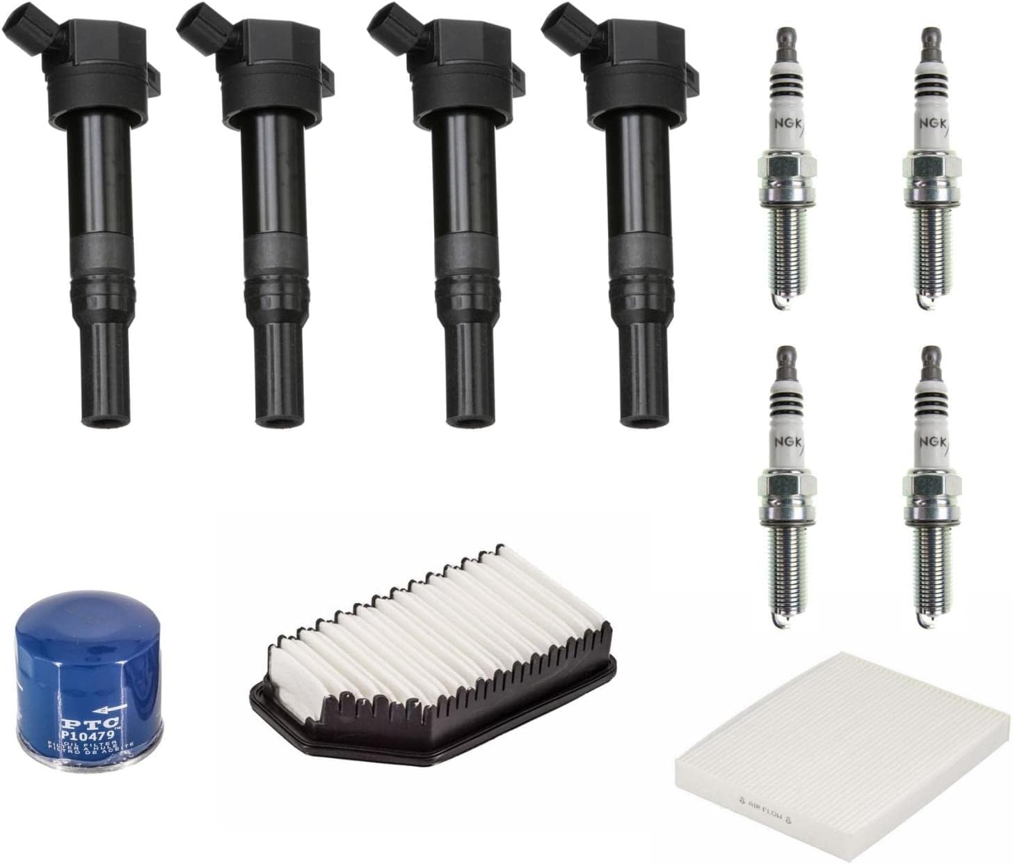 Ignition Coils Spark Plugs Filters Tune Up Replacement Parts for KIA 15-19 Soul 2.0L Engine Only