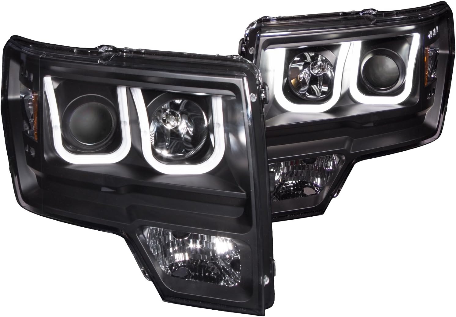 AnzoUSA 111263 Black U-Bar Style Amber Projector Headlight for Ford F-150