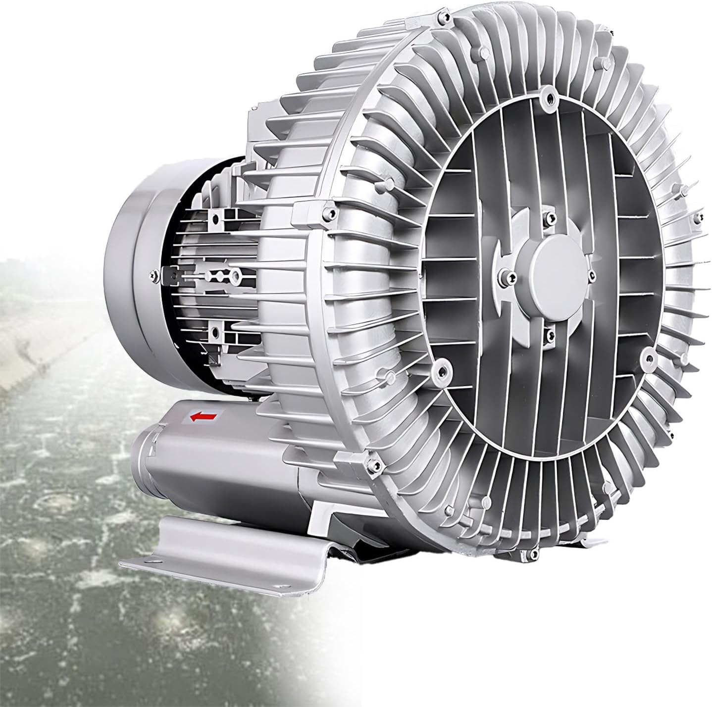 Regenerative Blower,Single Phase/Three Phase,Large Airflow Type High-Pressure Vortex Ring Blower for Sewage Aeration Aquarium Fish Pond, Aluminum Alloy 370W/220V