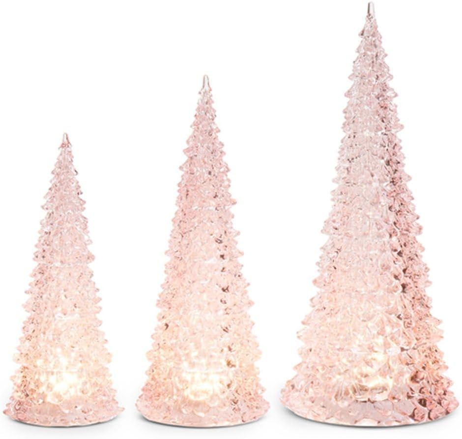 RAZ Imports Lighted Trees, 15.5-inch Height, Pink, Plastic, Set of 3, Christmas, Home Décor