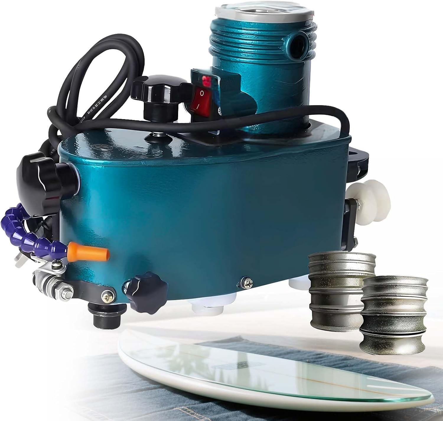 Electric Glass Edge Polisher With 10 Diamond Wheels, 850W Handheld Grinder, 8000RPM Speed for Beveling & Rounding, Grinding1-3m/min, Works on Glass/Marble/Acrylic(Blue)