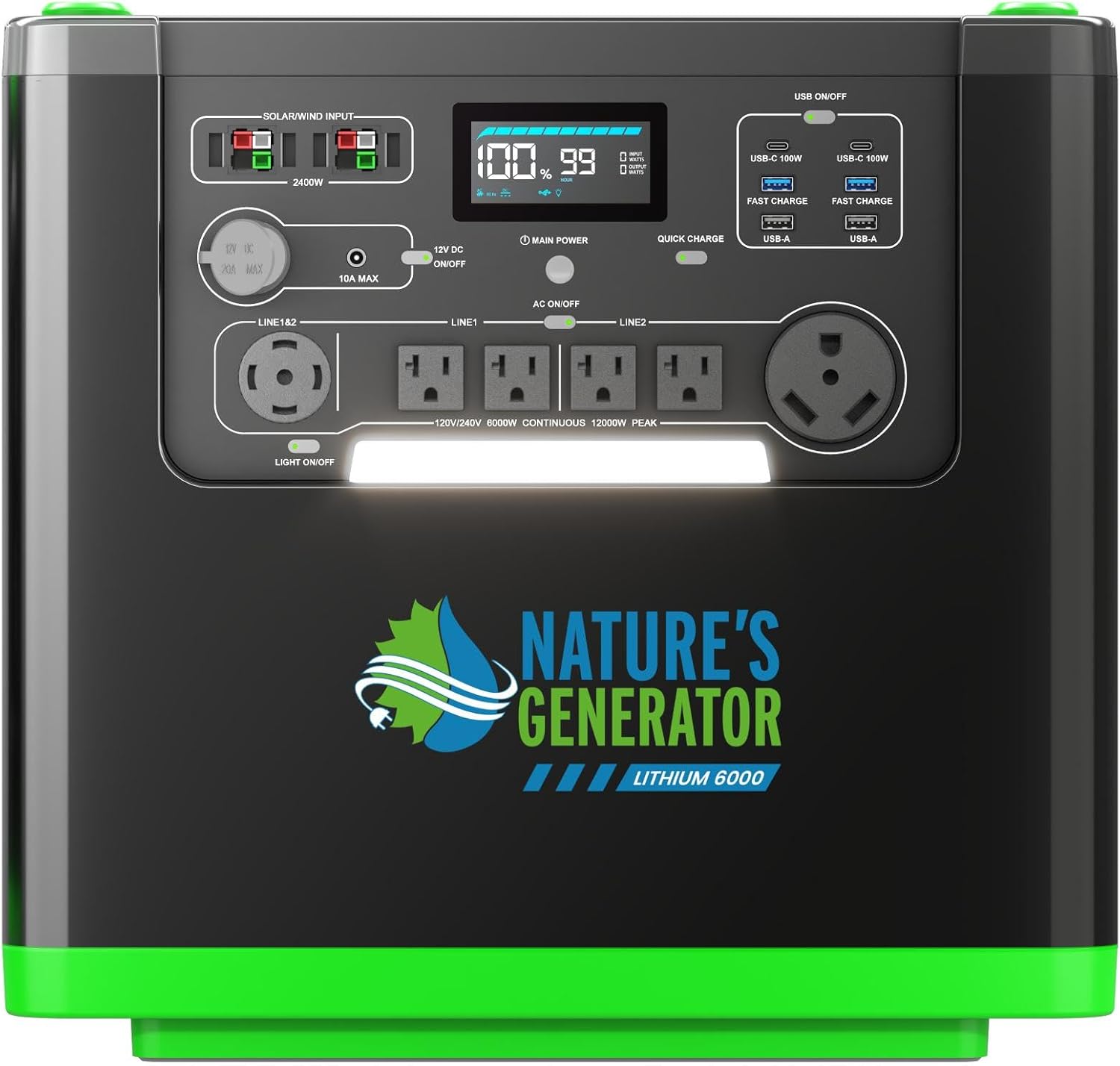 Natures Generator 3840Wh Solar Generator, LiFePO4 Batteries, 6000W Portable Power Station for Home Backup, RVs, Emergencies, Power Outages, and Outdoor Camping (6000W)