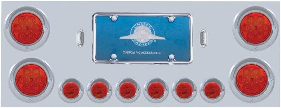 UNITED PACIFIC 34566 Tail Light Panel, Stainless Steel, Rear Center, with 4X7 LED 4