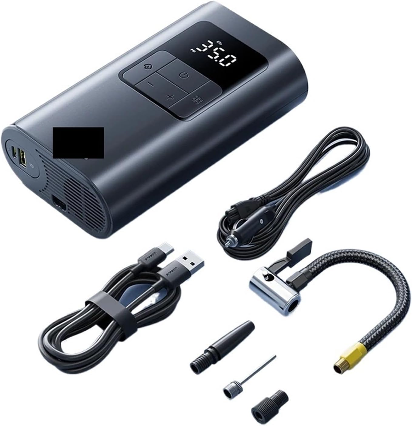 2 in 1 Portable Car Air Pump with Detachable Flashlight - Wired & Wireless Air Compressor for Cars, Motorcycles, Bicycles, and Inflatable Items