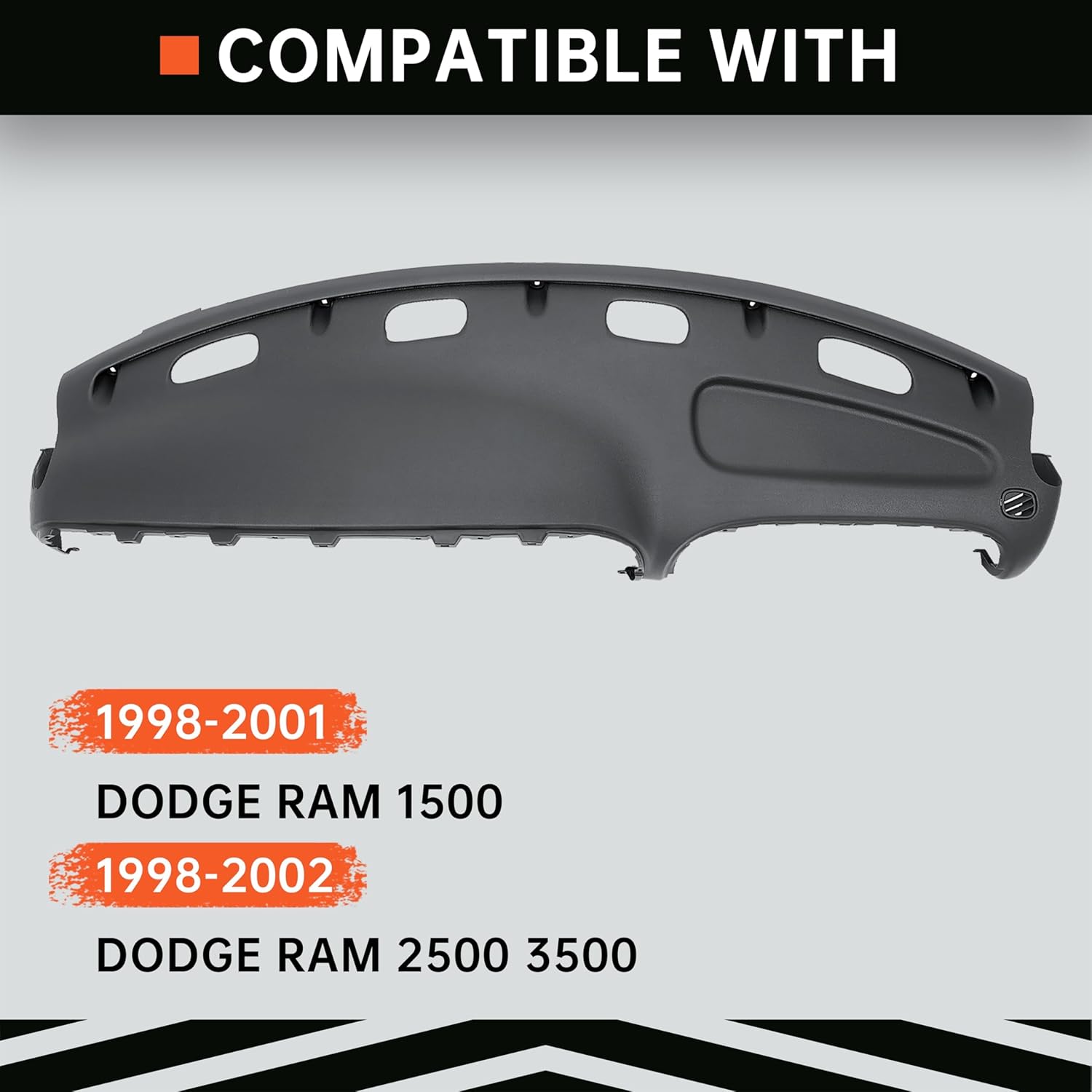 Kojem Dashboard Replacement Compatible with 1998-2002 Dodge Ram 1500 2500 3500 Dash Panel Dash Pad Replacement - Dark Gray
