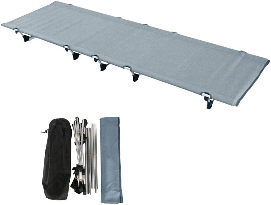 Ultralight Portable Folding Single Camp Tent Cot Bed Aluminium Alloy Metal Frame Heavy Duty Include Storage Bag for Indoor Outdoor Hiking Fishing Hunting Car Travel for Adult or Kids