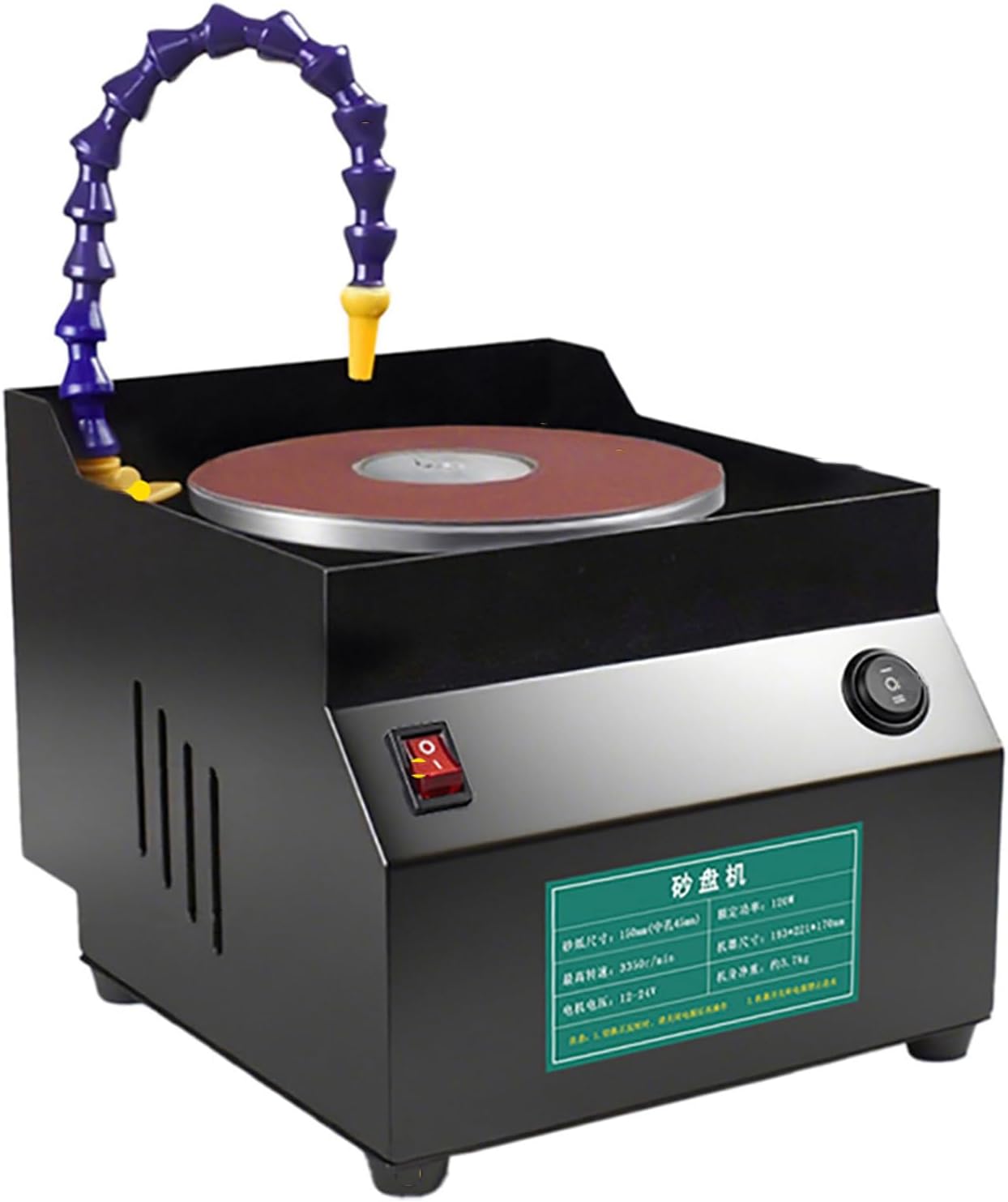 Electric Bench Sanders, Knife Sharpening Machine, Grinder Polishing Sanding Machine, 7 Power Levels, W/Diameter Sandpaper*10, for Water/Dry Grinding, Wood Metal Working