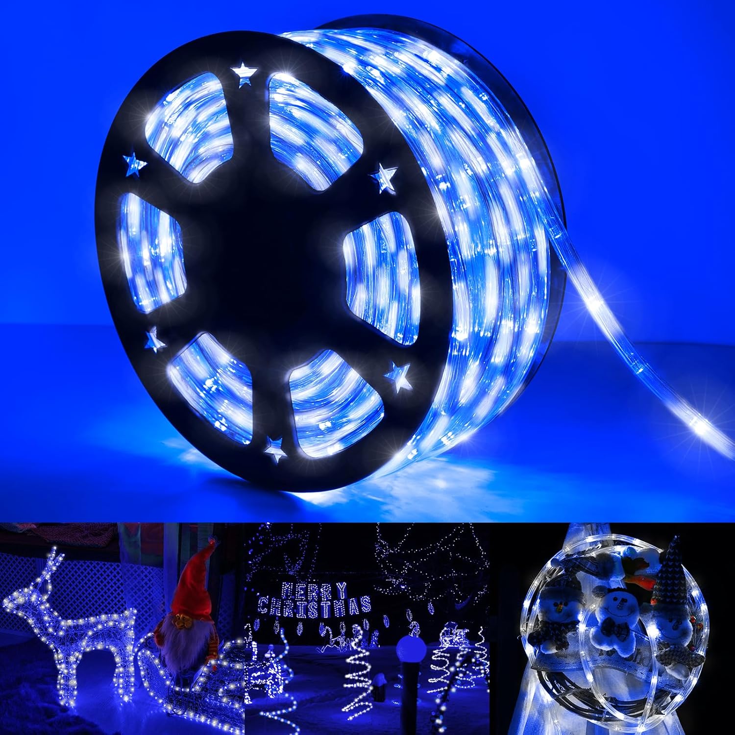 200ft LED Rope Lights Outdoor, 1440 LED Connectable and Flexible Tube Lights with 8 Modes, Waterproof LED Rope Lighting for Garden Patio Pool Bedroom PartyIndoor Outdoor Christmas Decor (Red & Green)
