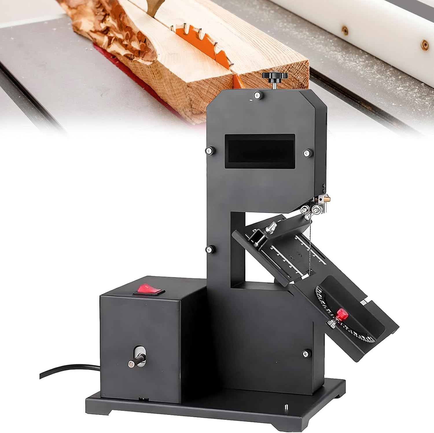 800w Professional Multifunctional Band Saw Machine 1750r/Min Electric Woodworking Band Saw with 0-45° Tilting Metal Table,Curves & Straight Cuts,for Small Workshops