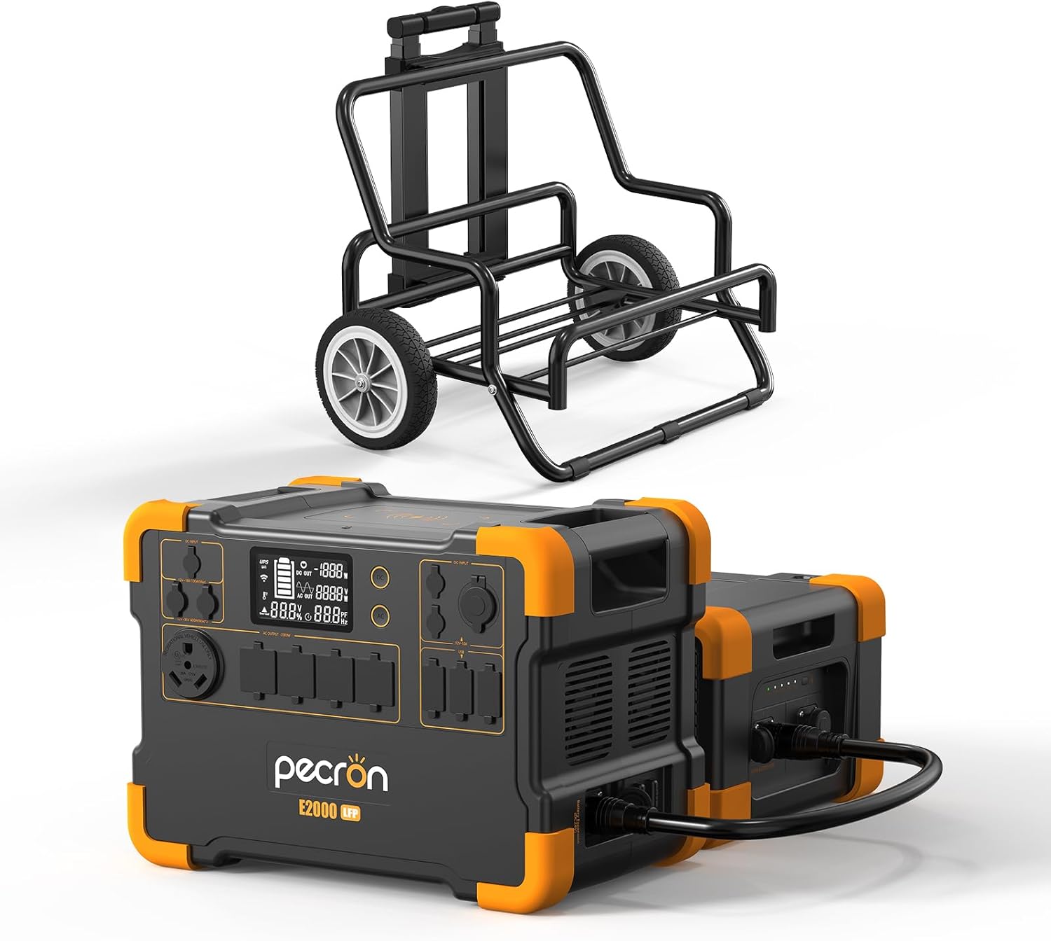 pecron Solar Generator E2000LFP with 4x200W Solar Panels Trolley Kit, 1920Wh Portable Power Station 5X2000W AC Outlets, LiFePO4 Battery Backup Expandable, Solar Generator for Home, Camping, RV