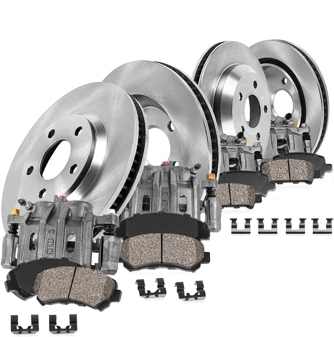 Callahan Brake Parts Brake Kit for Chrysler Sebring 2001-2006 Front and Rear Replacement Brake Rotors with Ceramic Brake Pads and Brake Calipers EBYK029236