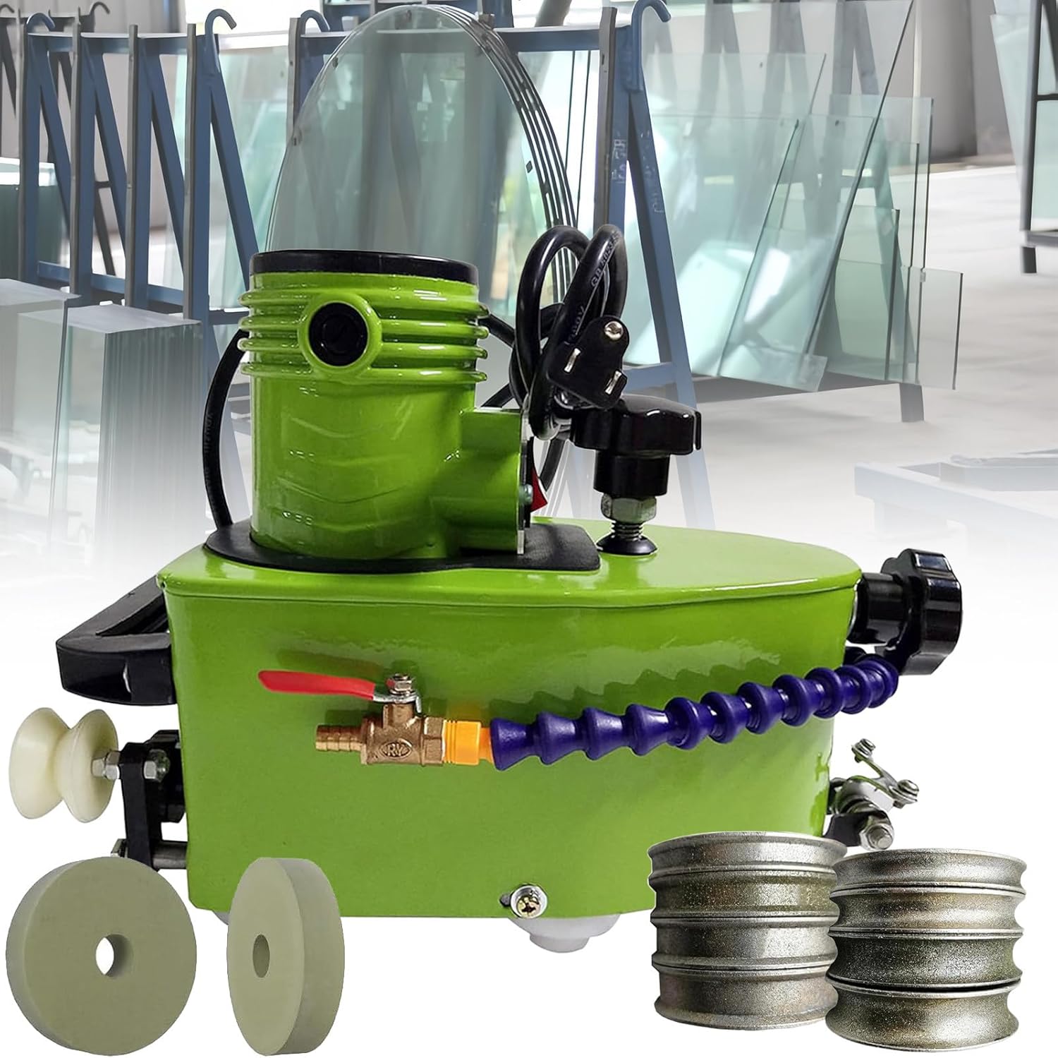 Glass Edge Polishing Machine, 800W Electric Small Glass Edging Machine, 8000r/Min Straight Round Bevel Edge Grinder Polish Edge Machine for Plexiglass Acrylic Marble Ceramic