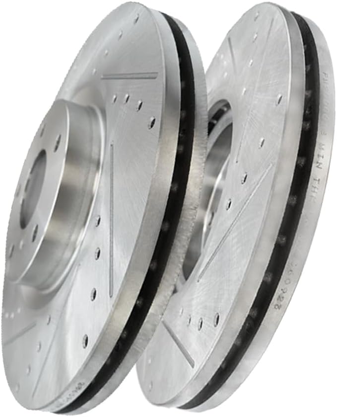 PM Auto Front 320mm Drilled Slotted Disc Brake Rotors Replacement For 2009-2013 Infiniti G37