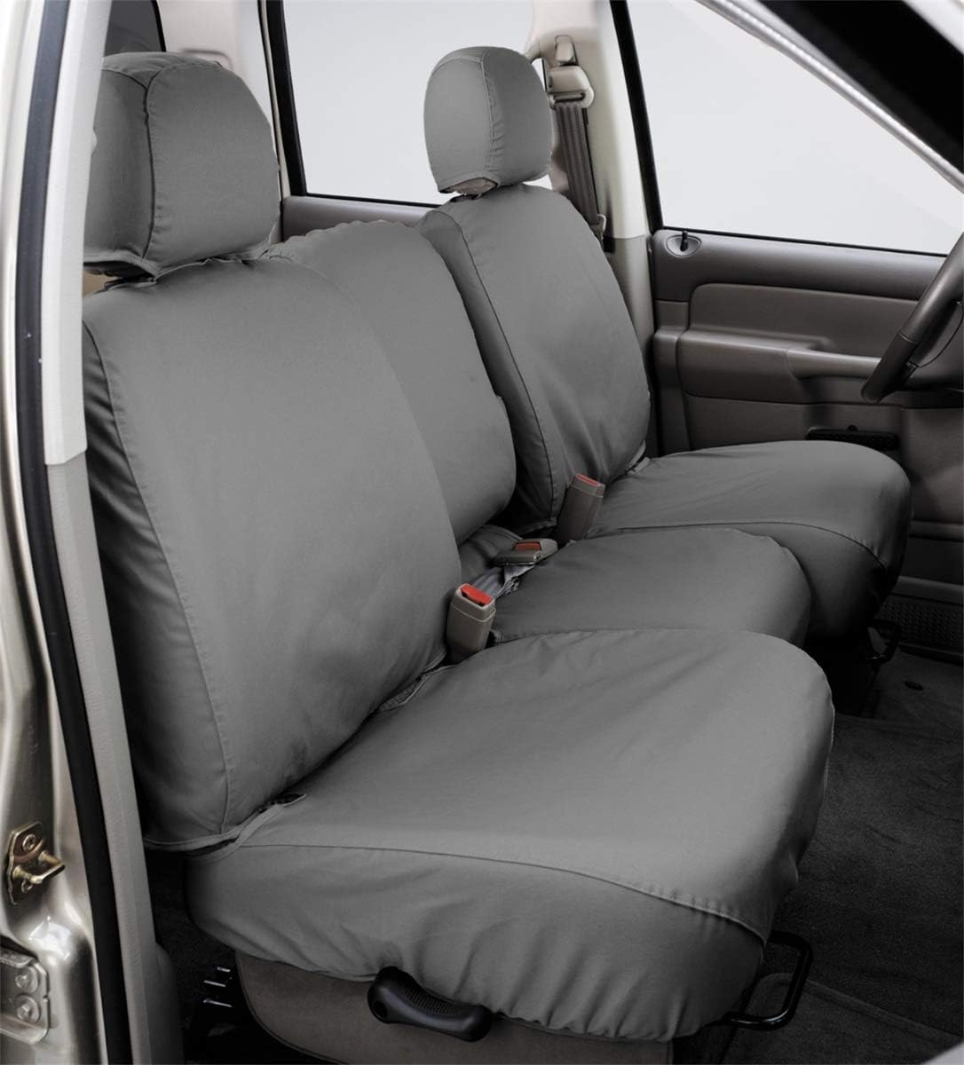 Covercraft Polycotton SeatSaver Custom Seat Covers | Fits 2014-2016 Chevrolet Silverado/GMC Sierra 1500, 2015-2016 Silverado/Sierra 2500/3500 | 1st Row 40/20/40 Bench Seat, Grey