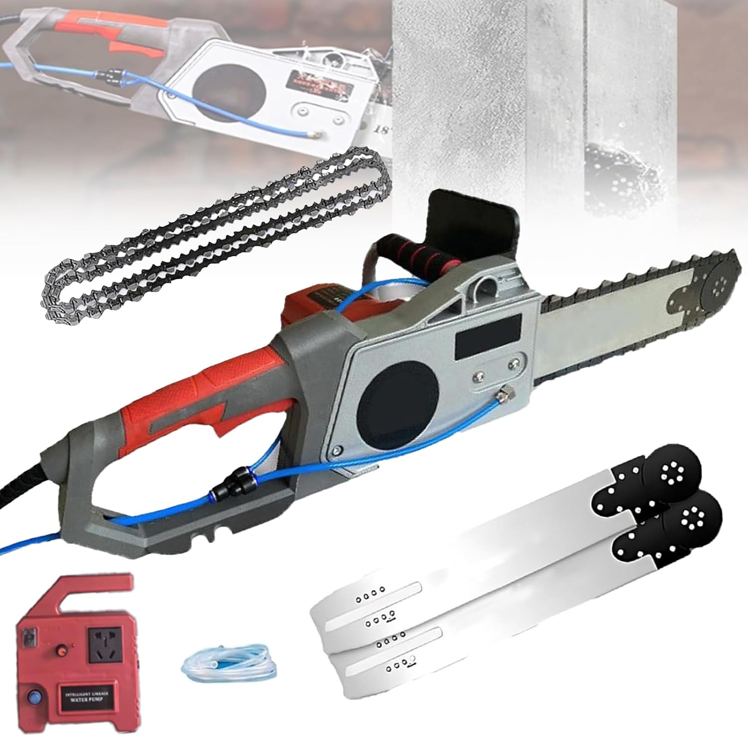 Electric Concrete Chainsaw Diamond Chain Wall Cutter,Electric Diamond Chain Wall Cutter,With Water Fed Dust Suppression,For Granite, Reinforced Concrete (350)