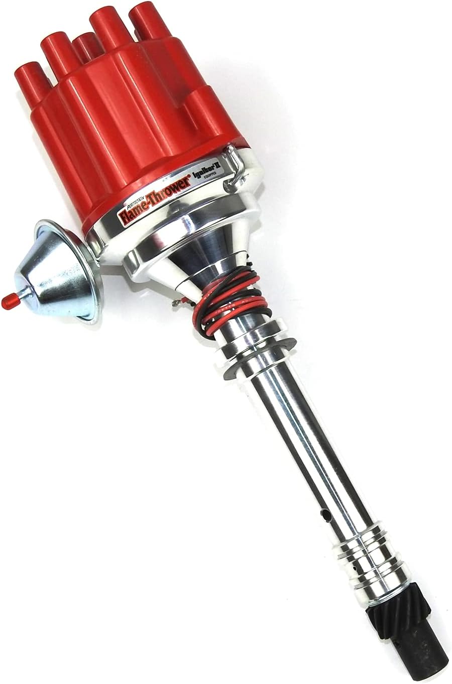 PerTronix D100701 Flame-Thrower Plug and Play Vacuum Advance Red Cap Billet Electronic Distributor with Ignitor II Technology for Chevrolet Small Block/Big Block