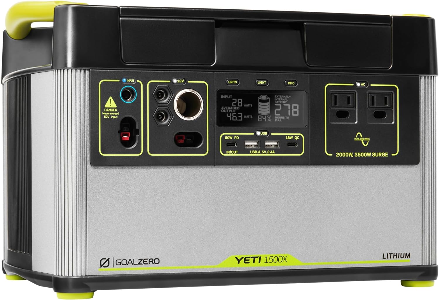 Goal Zero Yeti Portable Power Station - Yeti 1500X w/ 1,516 Watt Hours Battery Capacity, USB Ports & AC Inverter - Rechargeable Solar Generator for Camping, Travel, Outdoor Events, Off-Grid & Home Use