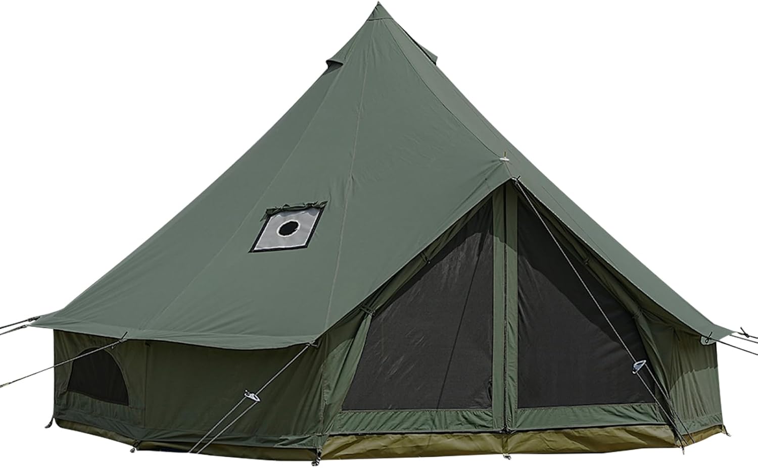 Canvas Bell Tent, Yurt with Stove Jack, Waterproof and Breathable Glamping Wall Tent, Detachable Groundsheet for Camping Party