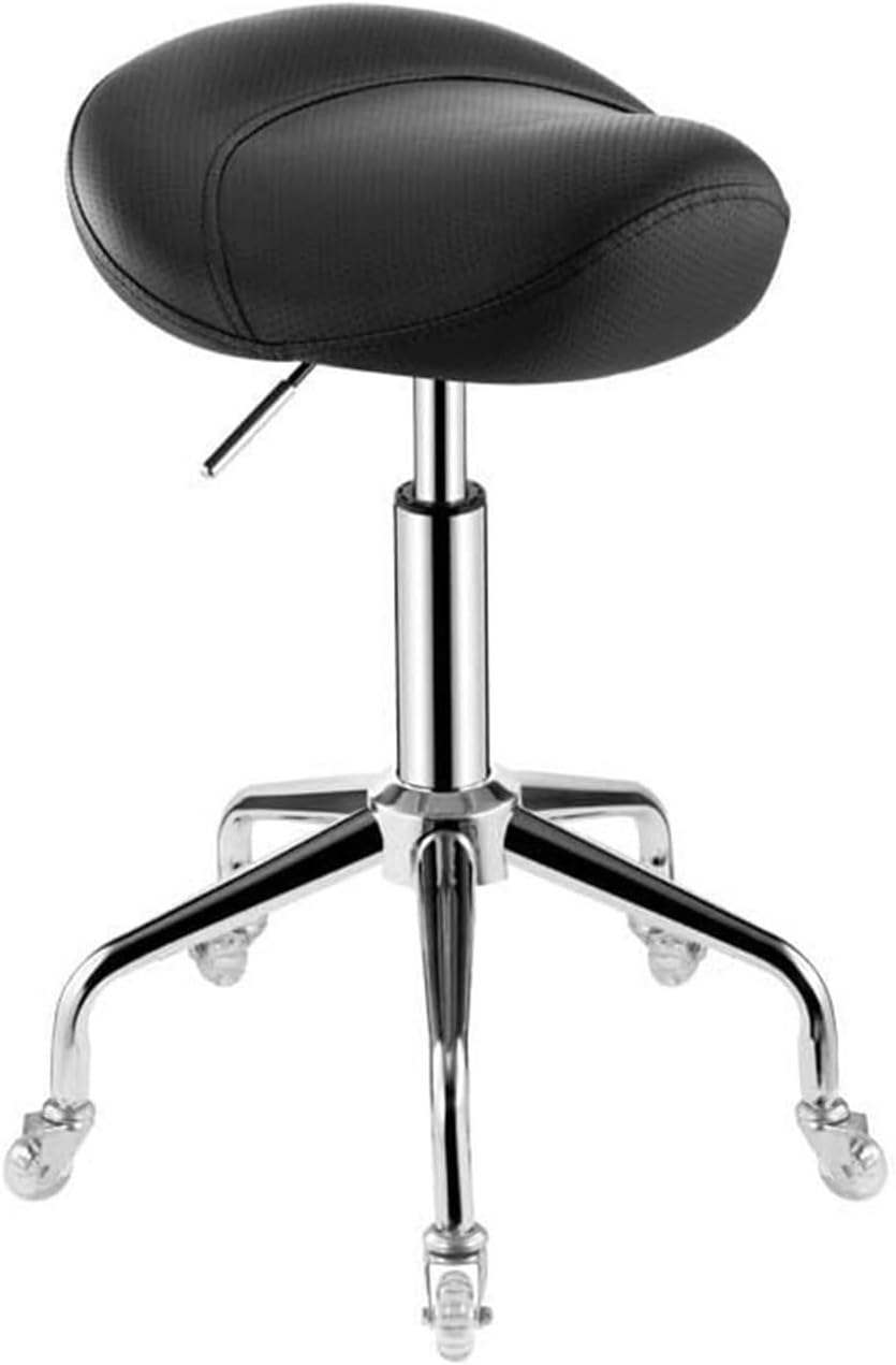 Swivel Chair Rolling Saddle Stool with Wheels Saddle Stool Chair Adjustable Hydraulic Stool with Wheels(Grey)