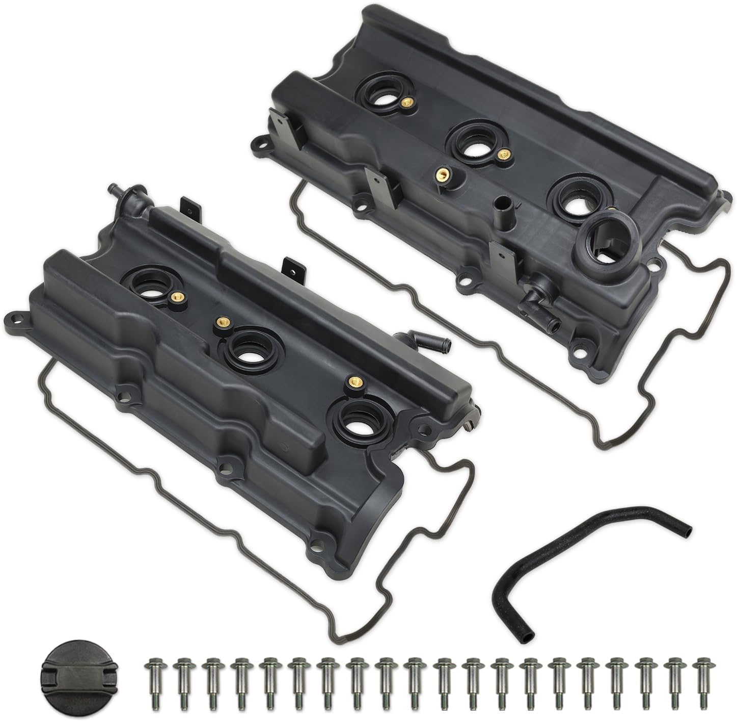 MITZONE Upgrade Aluminum Valve Cover Left and Right Compatible with 2003-2008 Nissan 350Z Infiniti FX35 G35 M35 VQ35DE 3.5L Part # 13264AM600 13264AM610