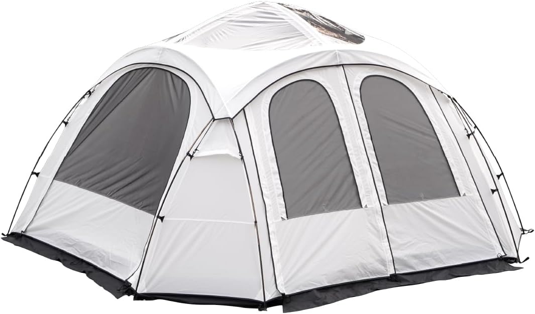 13.8ft x 13.8ft Screened Camping Tent, 6/8 Person Weather Resistant Family Tent with Roomy Interior Includes Rainfly, Groundsheet, Snowskirt,TPU Window, Carry Bag, Easy Setup Glamping Tent