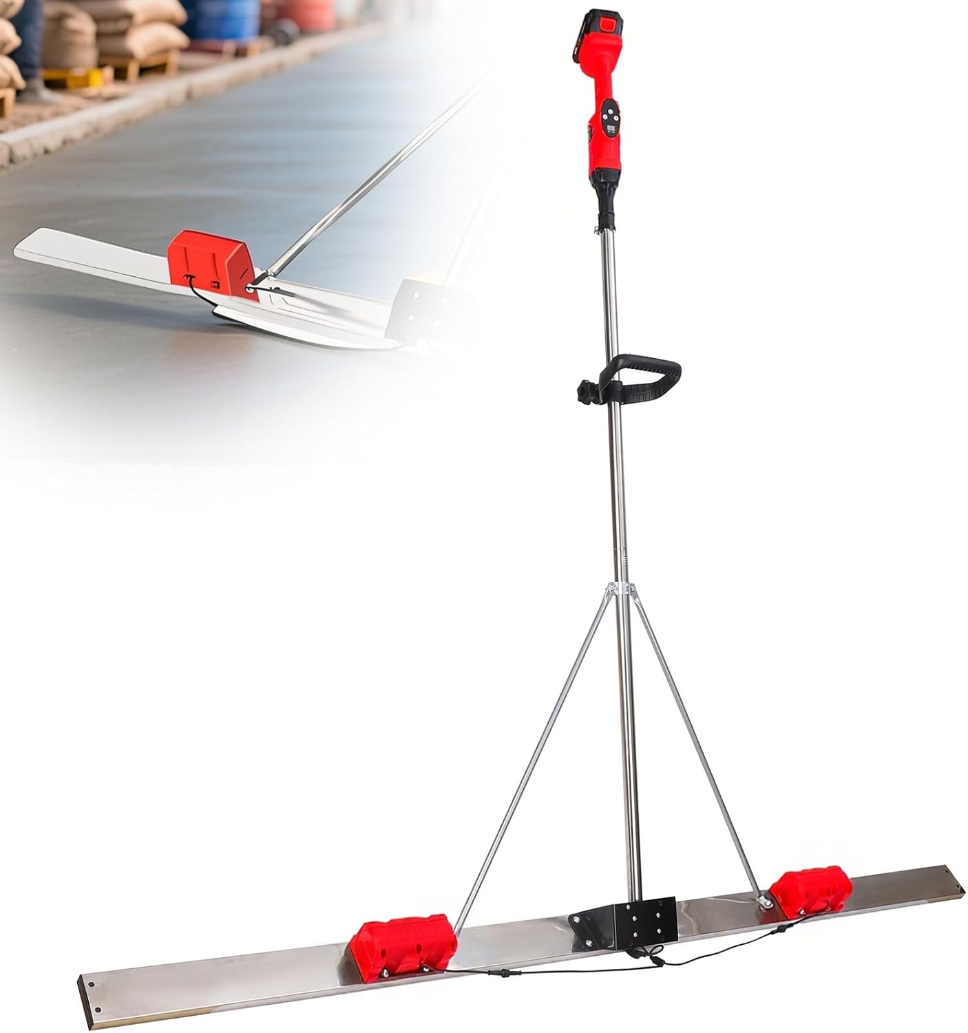 Concrete Vibrator Electric,9 Vibration speeds,6000 RPM,20000mAh Long Battery Life,Power Concrete Tools,for Finishing/Smoothing Driveway and Patio Concrete 2M-2battery1charger