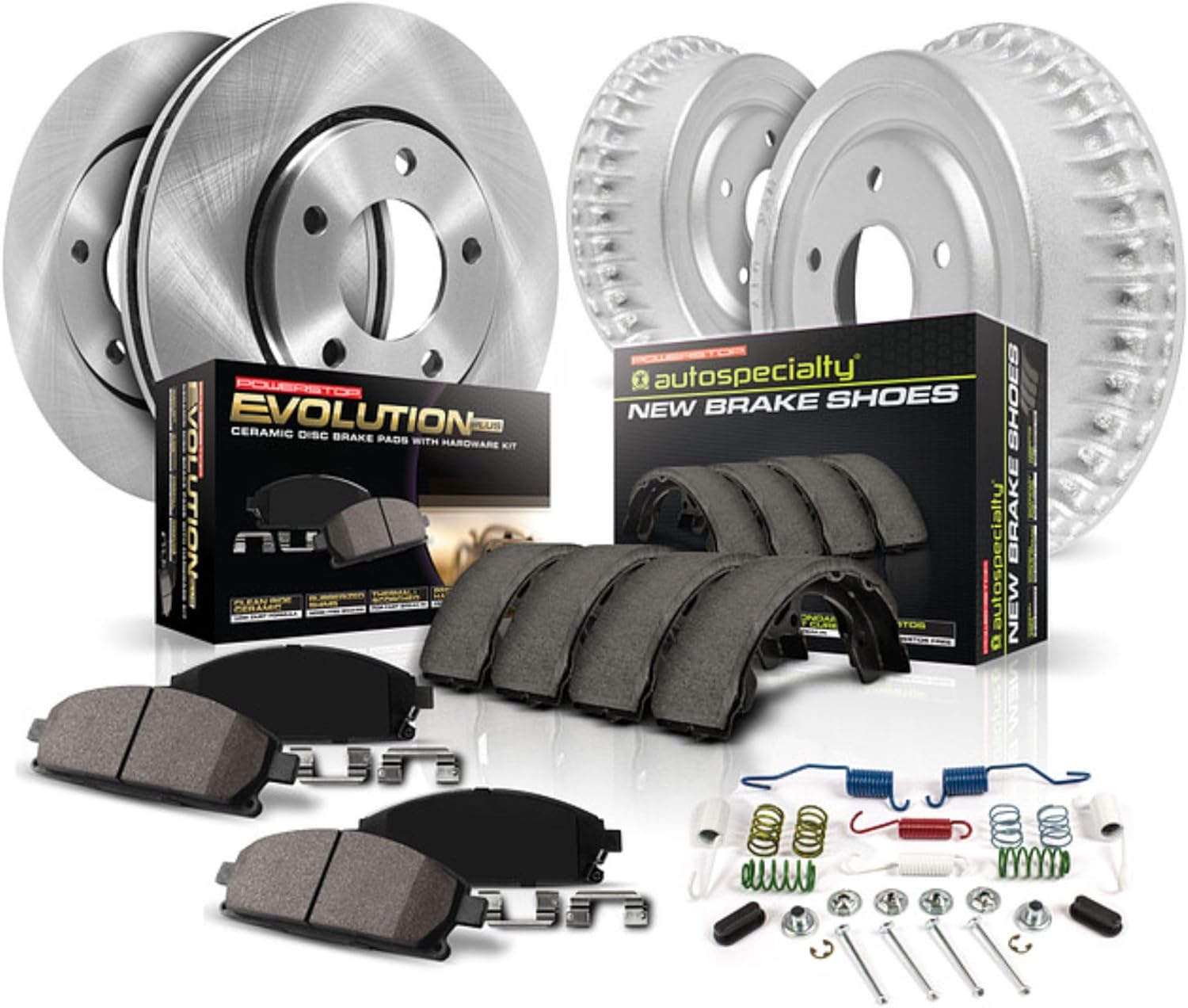 Power Stop KOE15241DK Autospecialty Front and Rear Replacement Brake Kit-OE Brake Drums & Ceramic Brake Pads For Honda Civic 2006-2011 [Model Specific]