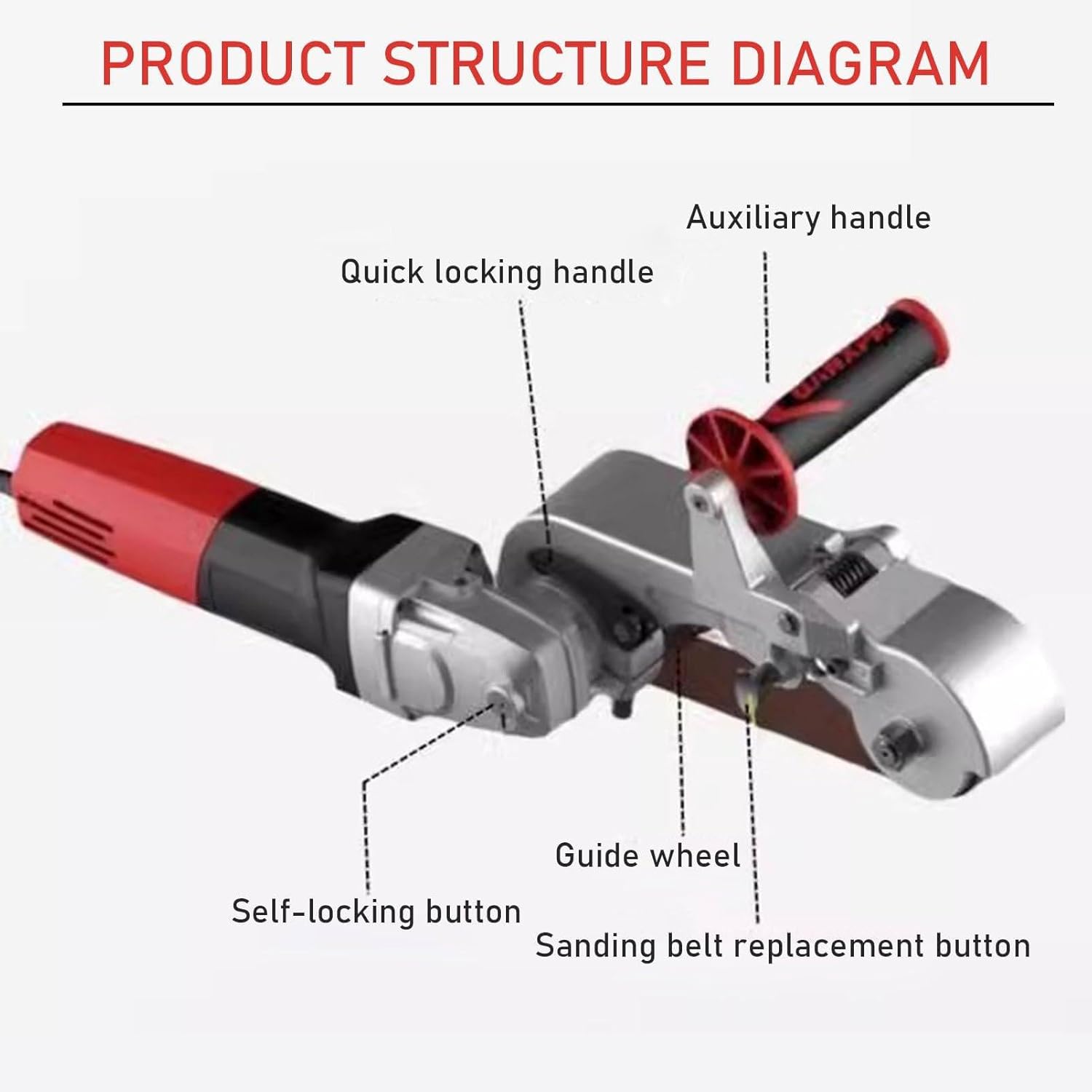 Pipe Polisher Sander, Stainless Steel Belt Sander, with Abrasive Belt, for polishing Finishing Rust Removal 1100w Variable Speed Sander Polisher Grinder (4Roller)