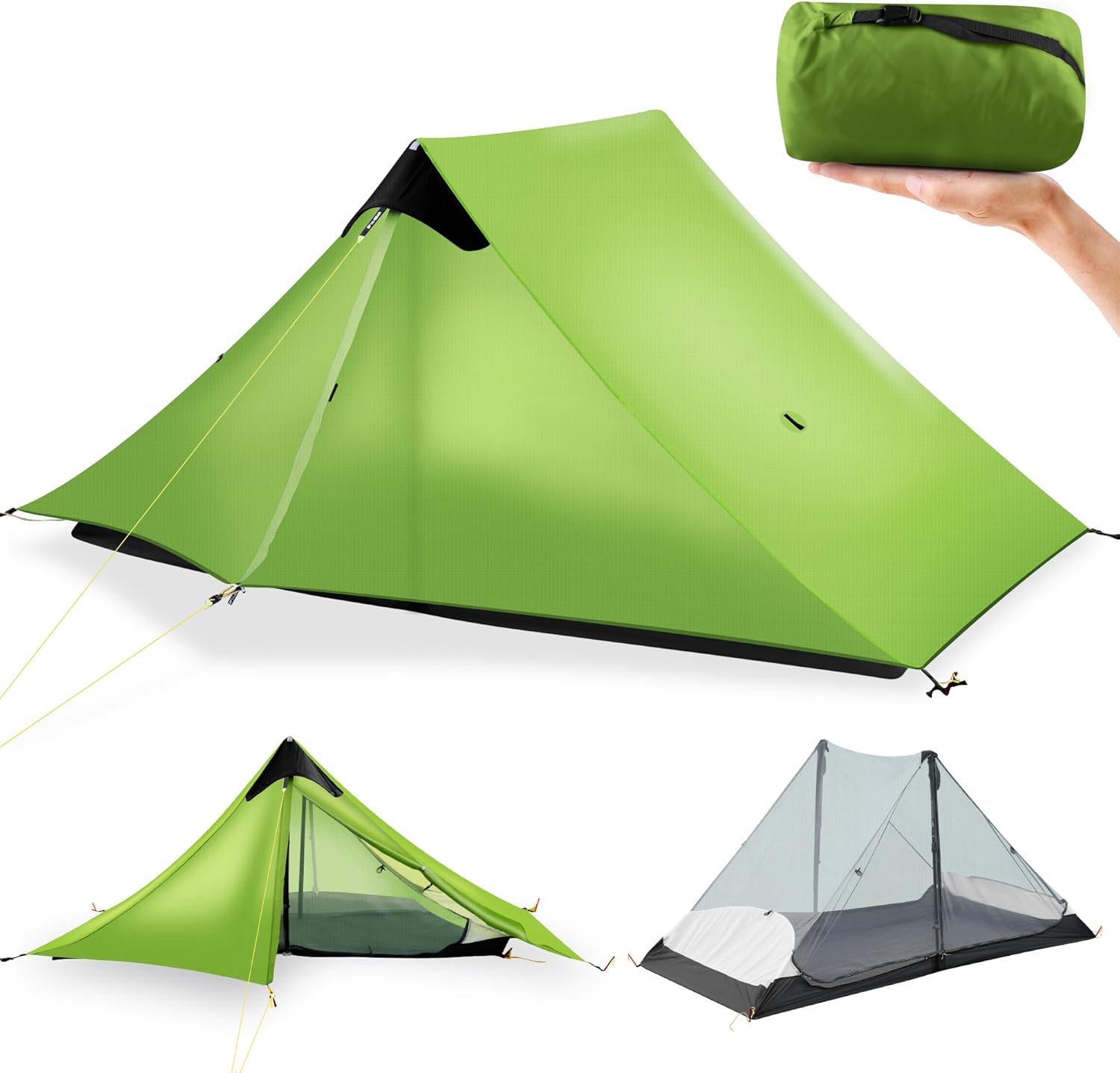 Ultralight Tent 3-Season Backpacking Tent 1 Person/2 Person Camping Tent, Outdoor Lightweight LanShan Camping Tent Shelter, Perfect for Camping, Trekking, Climbing, Hiking