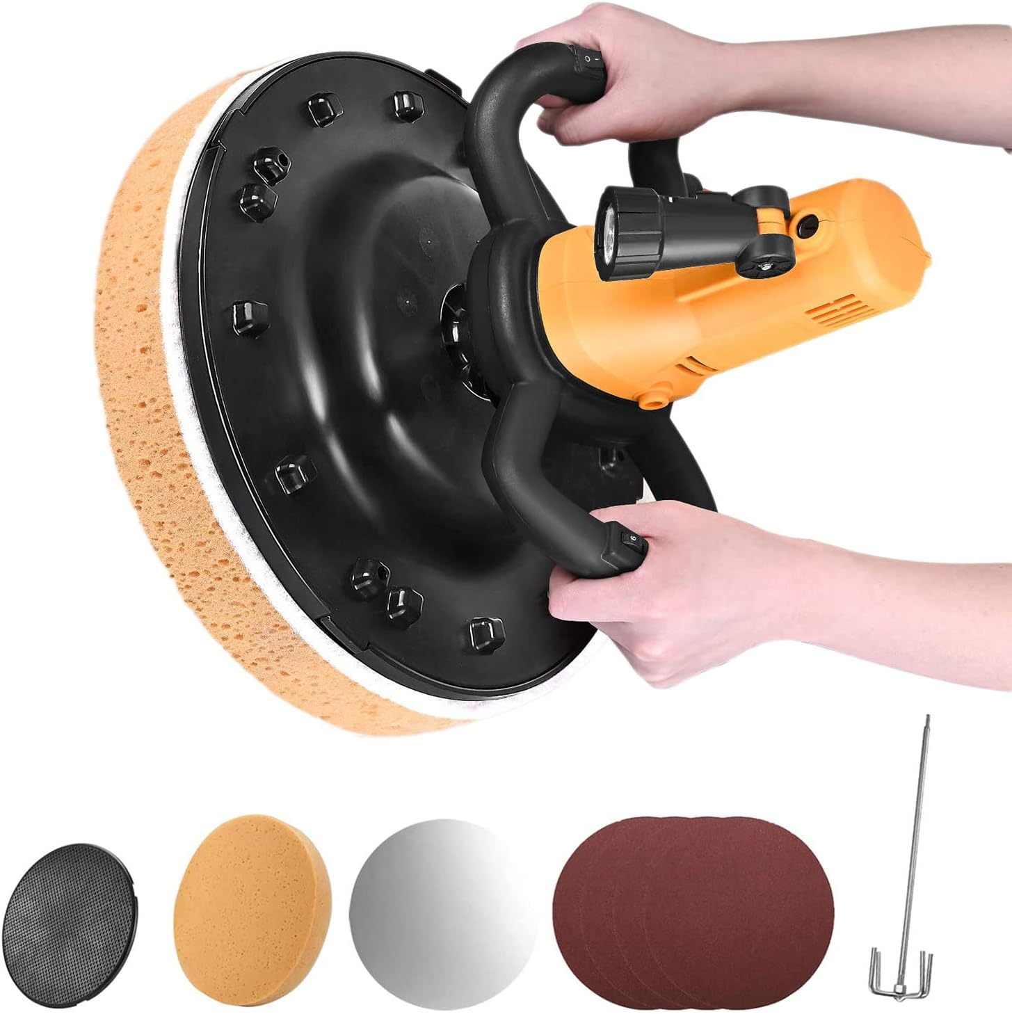 Electric Wall Smoothing Machine Concrete Sander, 1680W Handheld Drywall Ceiling Sander Variable Speed Cement Mortar Plaster Electric Trowel Machine Wall Polishing Machin