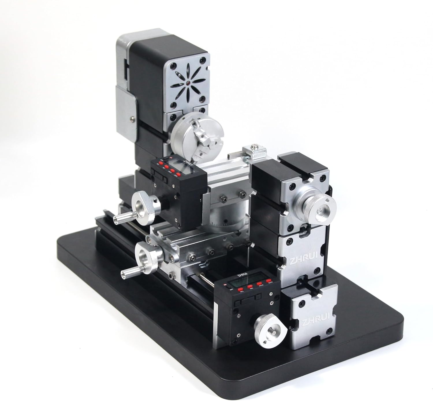 All-metal Miniature Lathe 36W 20000rpm Didactical Mini metal Lathe Machine With 2 Feed Chart for Hobbyist Woodworking Craft (4 Axis Rotating)