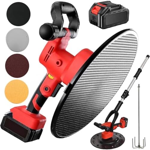 Electric Walk Behind Trowel - Multi-Function Handheld Concrete Mixer & Plaster Machine, 2 Battery Powered, Ideal for Wall Smoothing & Finishing, Efficient Cement Grinder.