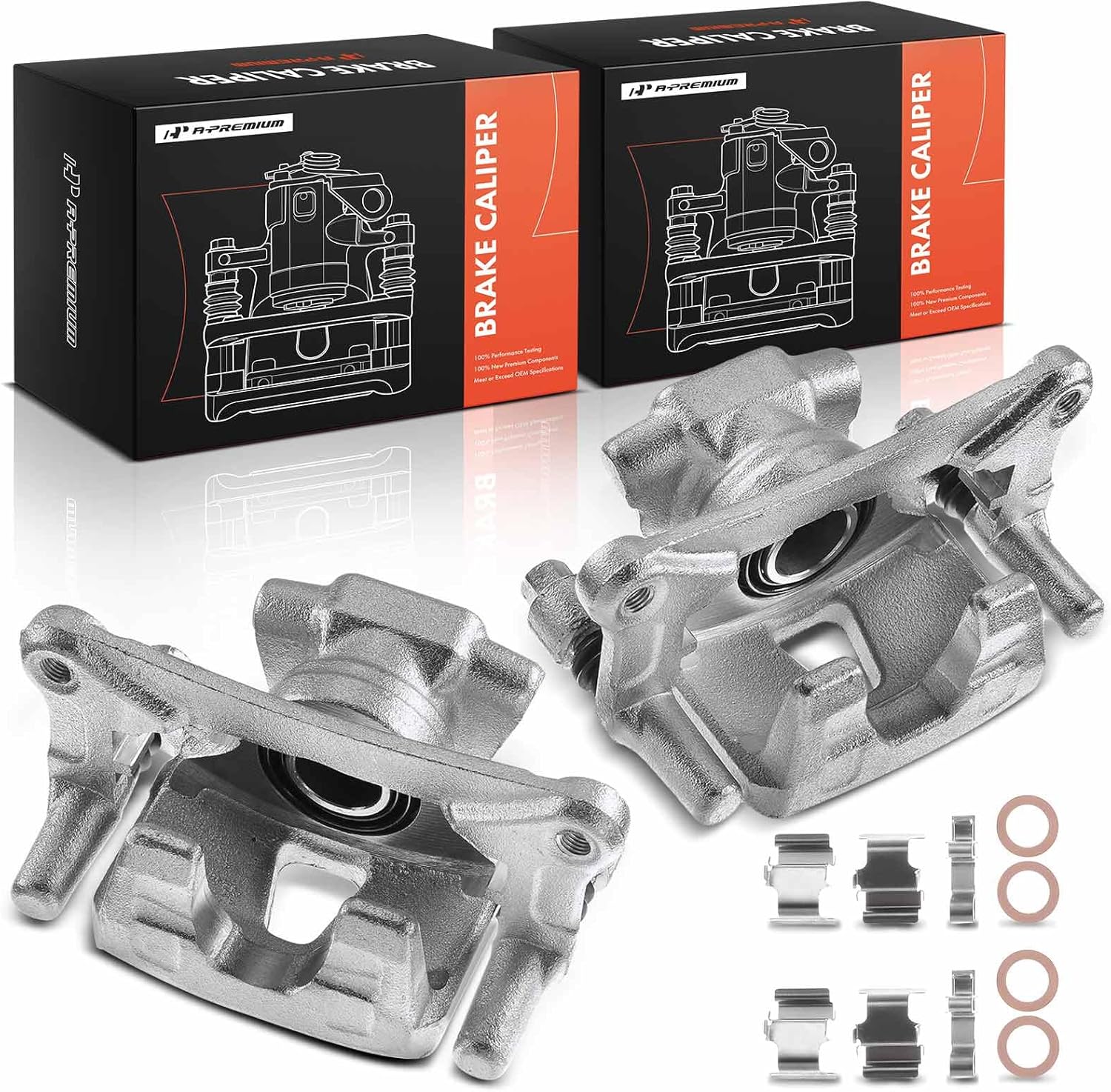 A-Premium Disc Brake Caliper Assembly with Bracket Compatible with Select Mitsubishi Models - Endeavor 2004-2008/2010-2011, V6 3.8L - Rear Driver and Passenger Side, 2-PC Set