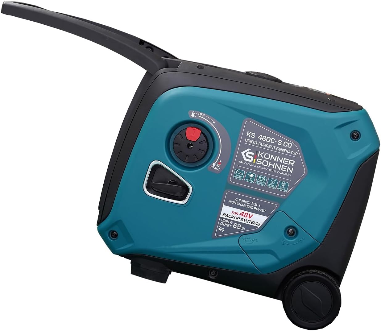 Konner&Sohnen Direct Current Gas Generator for 48-54V battery systems - for charging batteries for off-grid, solar, wind, telecommunication systems, boats, camping (German brand, model: KS 48DC-S CO)
