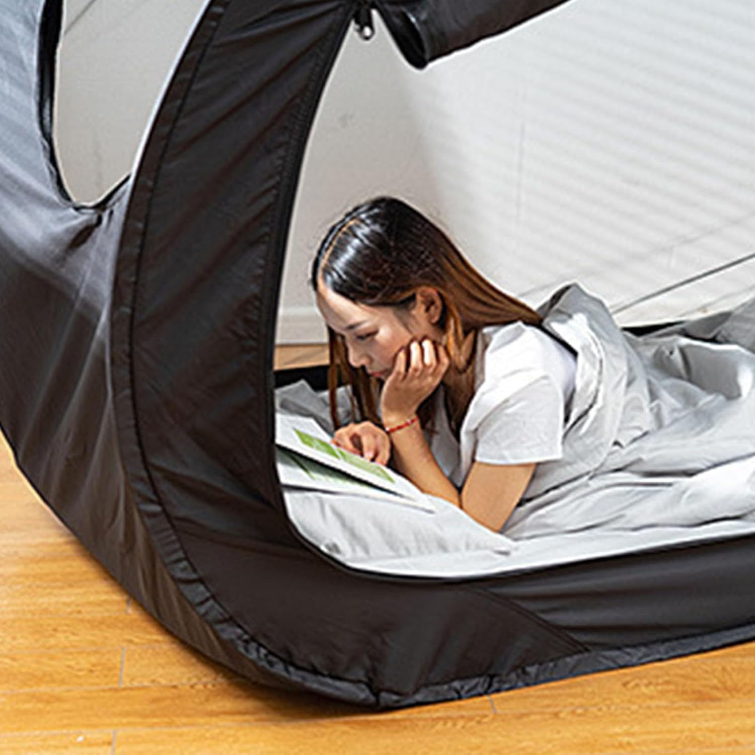 Portable Folding Privacy Pop Bed Tent Sunlight Block Camping Pop Bed Tent with Protection Easy Setup and Storage