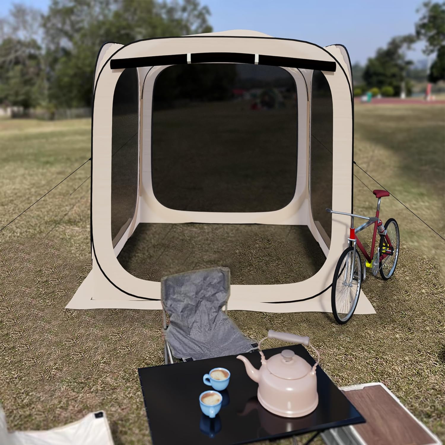 HOOYEAH Pop-up Tent Screenhouse, Portable Screened Tent Camping Canopy Foldable Instant Screen Room Outdoor Gazebo with Mosquito Net for Patio, Backyard, Garden and Outdoor Activities, 6x6