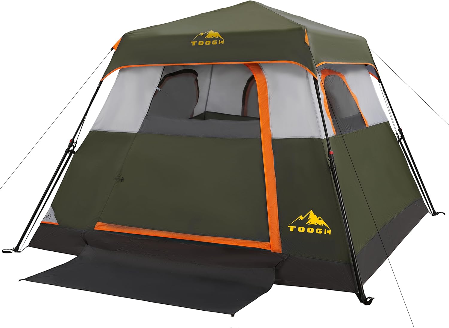 3/4 Person Camping Tent with 1 Door, 4 Windows, and Upgraded Ventilation– Instant Setup, Waterproof, 8'x 8'x 67''Oxford Fabric Floor Pop Up in 60 Seconds Includes Rainfly and Backpack