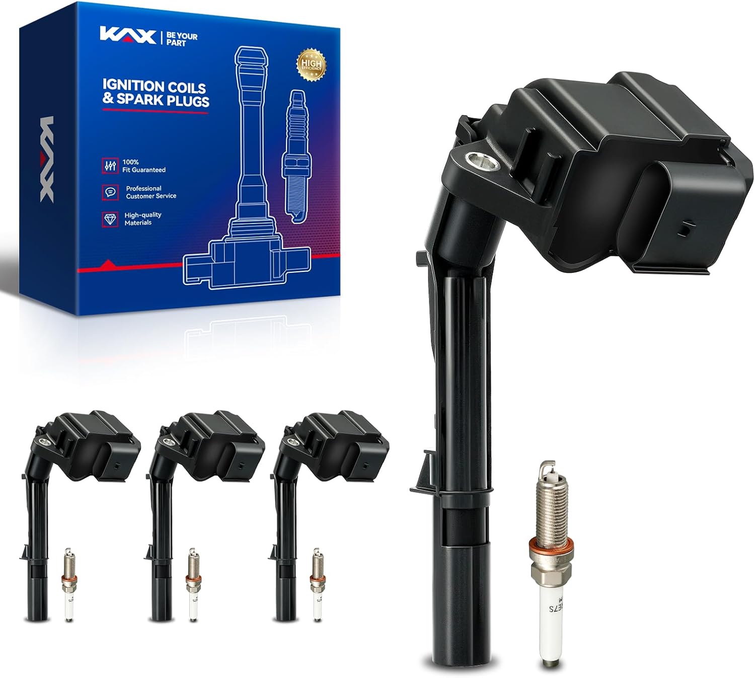 OEM Performance Set of 4 UF734 Ignition Coils & Double Iridium Spark Plug Compatible with Mercedes-Benz GLC300 C300 E300 CLA250 GLA250 Metris GLC350e Sprinter 2500 SLK300 SLC300 C350e INFINITI Q60 Q50