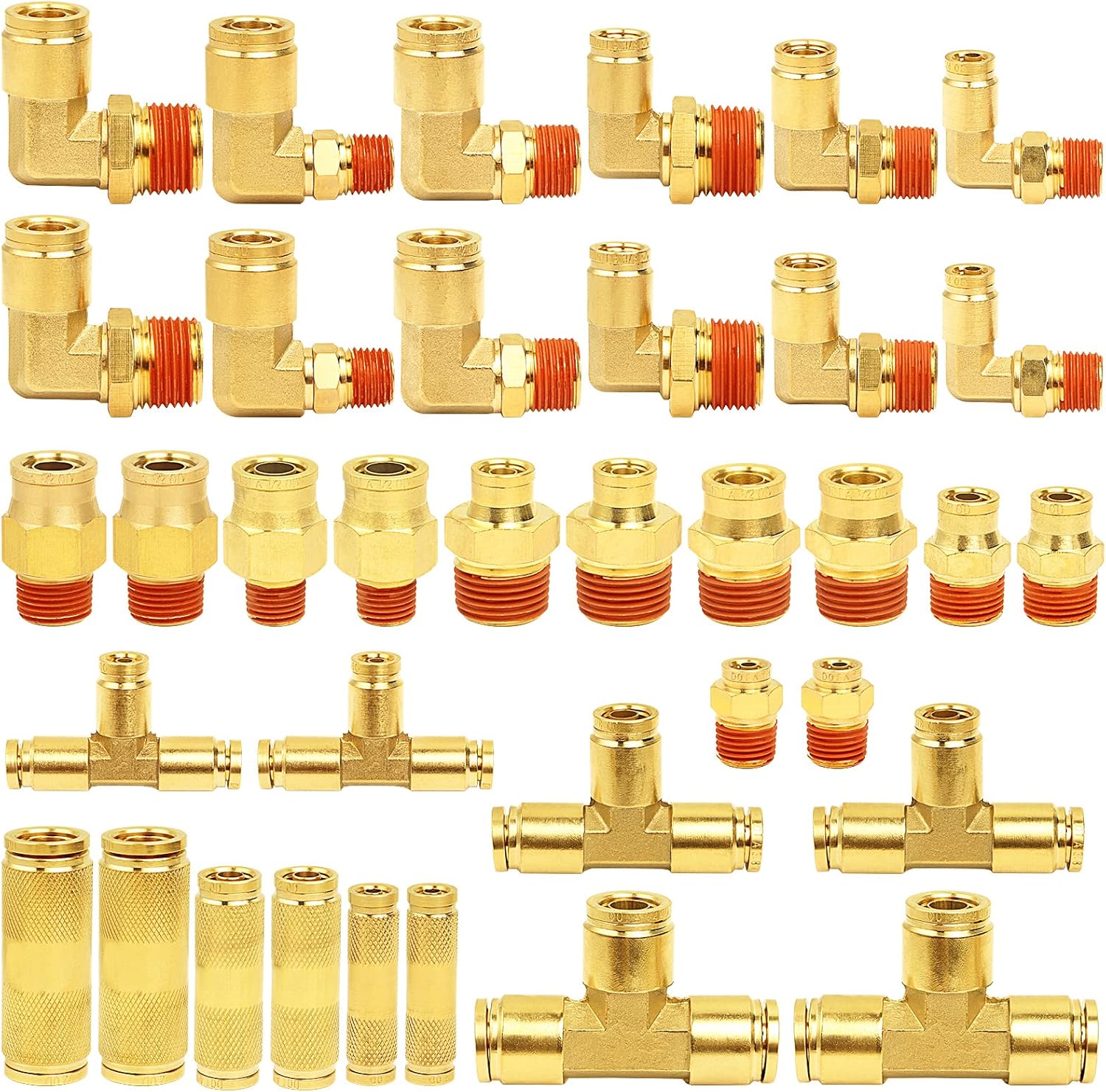 36 PCS Brass DOT Air Brake Line Fitting Assortment Kit 1/4