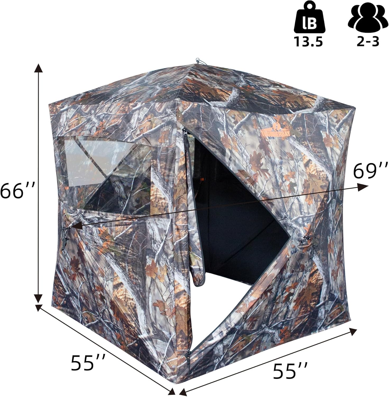 THUNDERBAY SPUR Collector 2-4 Person Hunting Blind, Portable Ground Blind with Silent Sliding Window, Portable Durable Hunting Tent for Deer & Turkey Hunting