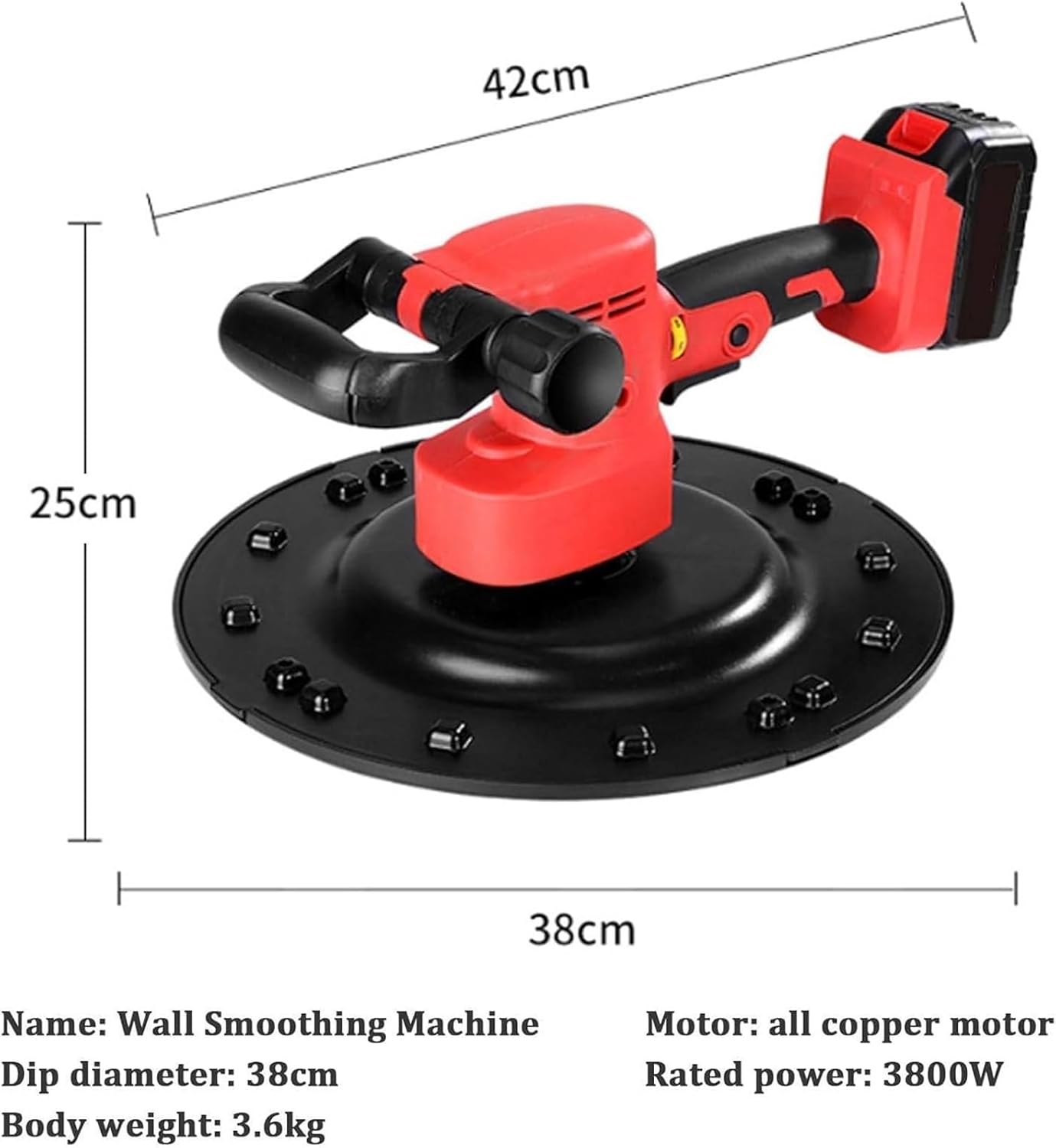 Electric Wall Cement Smoothing Machine, Hand-Held Putty Cement Mortar Trowel Plaster Smoothing Tool(1Battery)