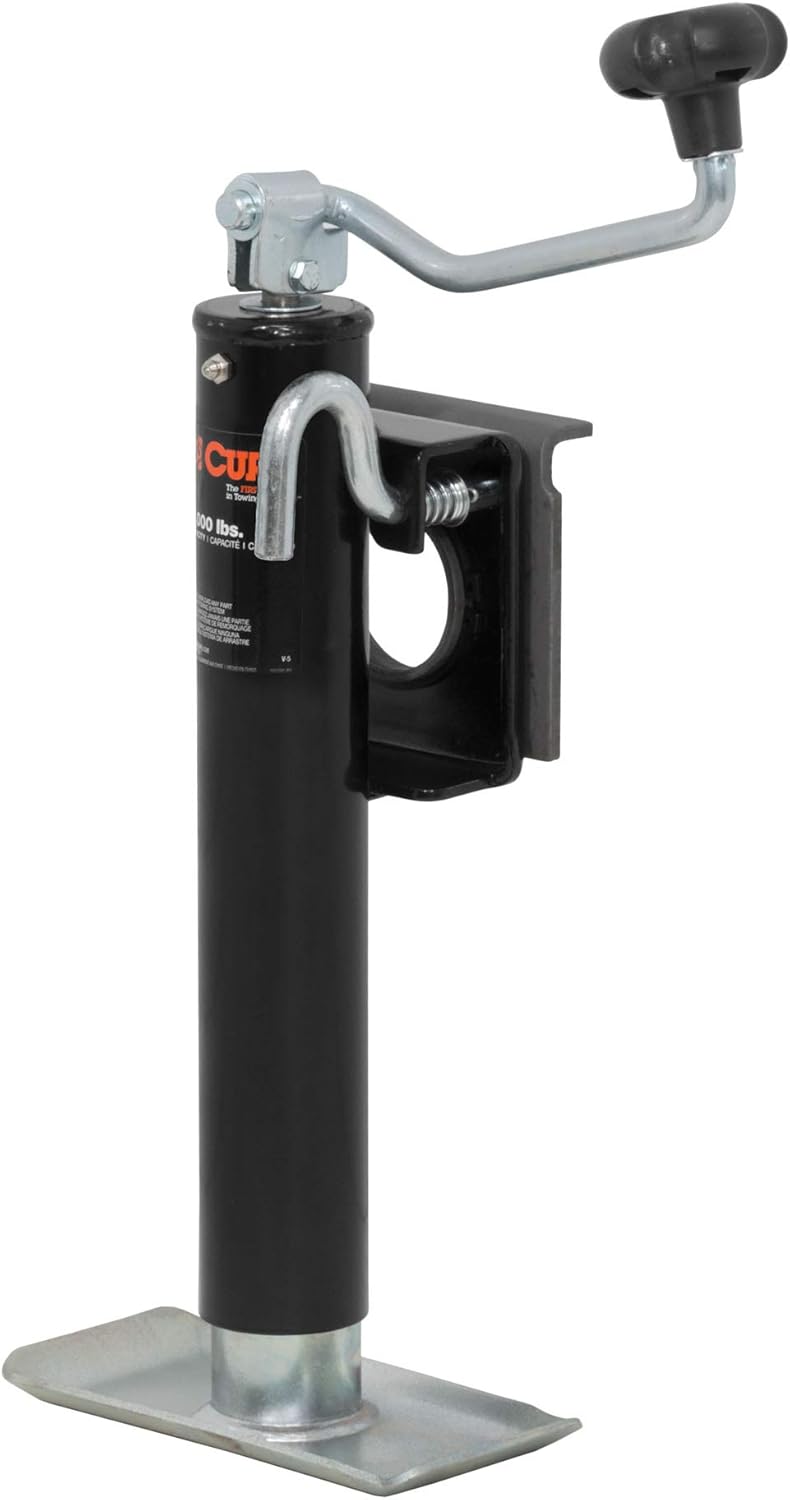 CURT 28301 Weld-On Bracket-Style Swivel Trailer Jack, 2,000 lbs. 10-1/2 Inches Vertical Travel, CARBIDE BLACK POWDER COAT