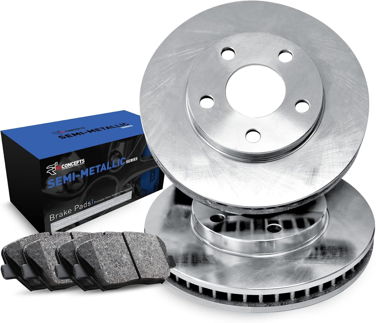 R1 Concepts Front Brake Kit For 2013-2019 Nissan Sentra| Blank Brake Rotors| Semi-Metallic Brake Pads and Rotors Kit