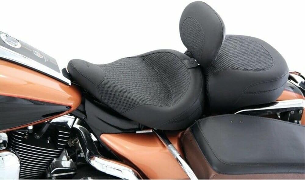 Mustang Motorcycle Seats 79436 Standard Touring Passenger Seat for Harley-Davidson Electra Glide & Road King Police 1983-'21, Textured, Black, Width: 13.5