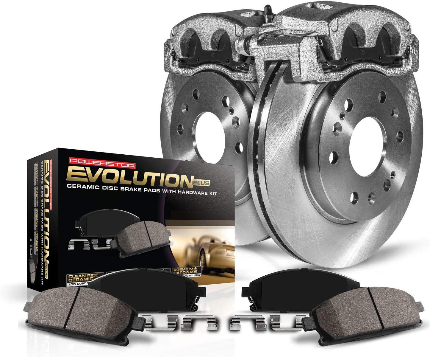 Power Stop KCOE699 Autospecialty 1-Click OE Replacement Brake Kit with Calipers For Honda CRX 1990-1991, Honda Civic 1990-2000, Honda Civic del Sol 1993-1997 [Model Specific]